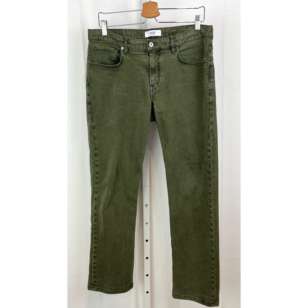 SPOKE Mens Size 33 x 28 Build B Five Pocket Jeans Zip Fly Cotton Denim Green